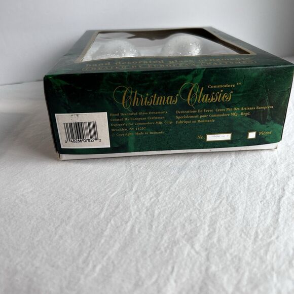 Commodore Christmas Classics Glass Ornaments Silver Teardrop & Circle W/Box - Picture 3 of 8